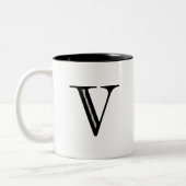Damask Letter V - zwart Tweekleurige Koffiemok (Links)