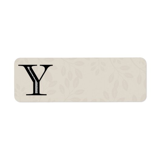 Damask Letter Y - zwart Etiket (Voorkant)