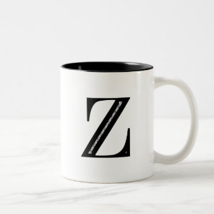 Damask Letter Z - zwart Tweekleurige Koffiemok