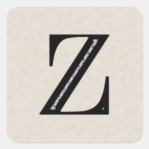 Damask Letter Z - zwart Vierkante Sticker
