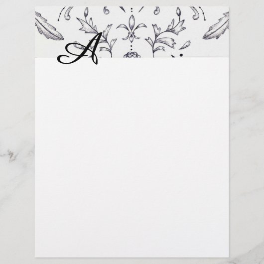 Damask Letterhead Black en White (Voorkant)