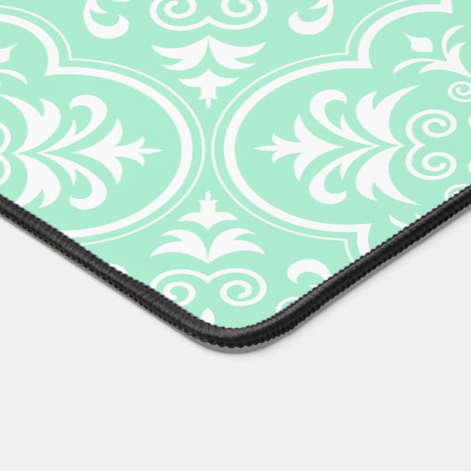 Damask Light Mint Green Designer Gekleurd Bureaumat (Hoek)