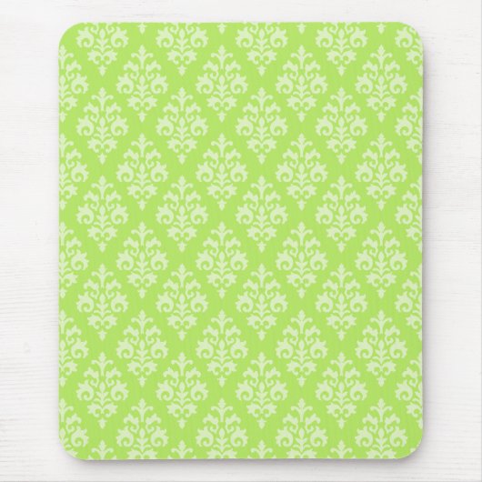 Damask Lime Green Pattern Mousepad Muismat (Voorkant)