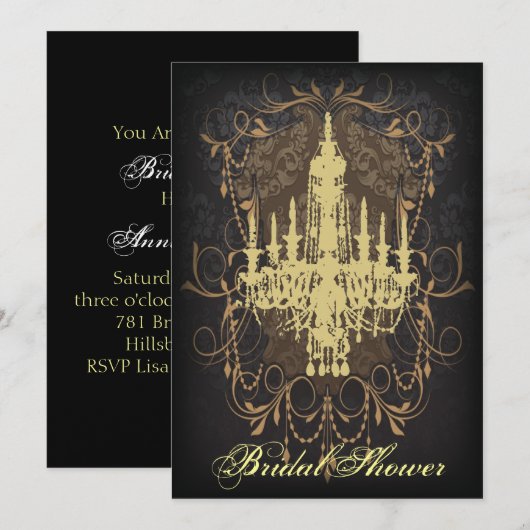 Damask Limoen Chandelier  vrijgezellenfeest Kaart (Voorkant / Achterkant)