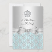 Damask Little Prince Baby shower Invitation Kaart (Voorkant)