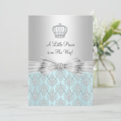 Damask Little Prince Baby shower Invitation Kaart (Staand voorkant)