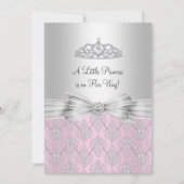 Damask Little Princess Baby shower Invitation Kaart (Voorkant)