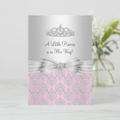 Damask Little Princess Baby shower Invitation Kaart (Staand voorkant)