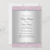 Damask Little Princess Baby shower Invitation Kaart (Achterkant)