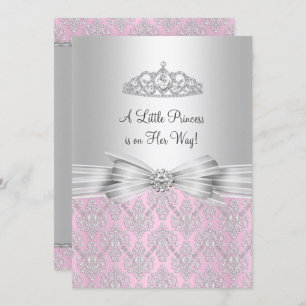 Damask Little Princess Baby shower Invitation Kaart