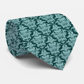 Damask - Lt Blue Green op Dark Green Stropdas (Opgerold)