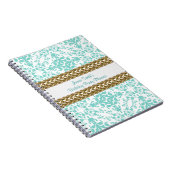 Damask Lt Blue White Gold Birthday Planner Notitieboek (Rechterzijde)