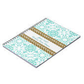Damask Lt Blue White Gold Birthday Planner Notitieboek (Linkerzijde)
