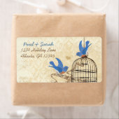 Damask Lucky Bluebird Brown Bird Cage Etiket (Insitu)