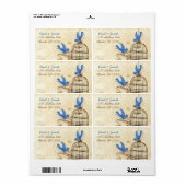  Damask Lucky Bluebird Brown Bird Cage Etiket (Full Sheet)