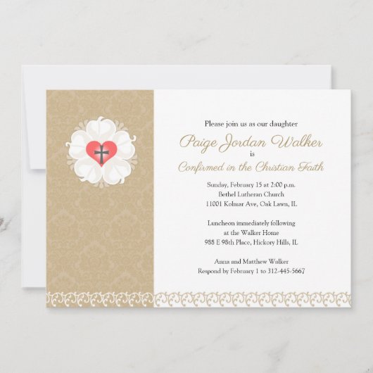 Damask Lutheran Cross Bevestiging Kaart (Voorkant)