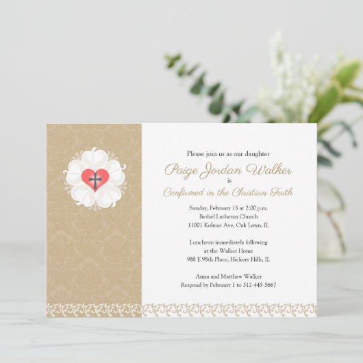 Damask Lutheran Cross Bevestiging Kaart (Staand voorkant)