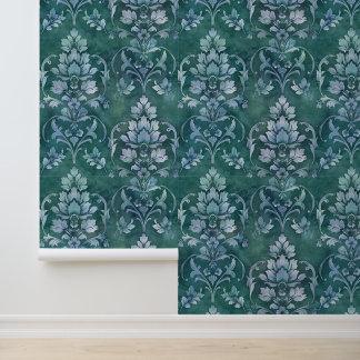Damask luxe textuur van oceaan decoratieve bloem behang