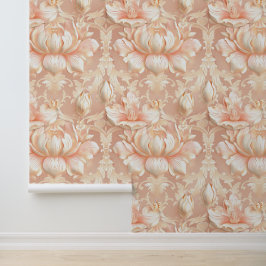 Damask luxury texture of cream lily flower blossom behang