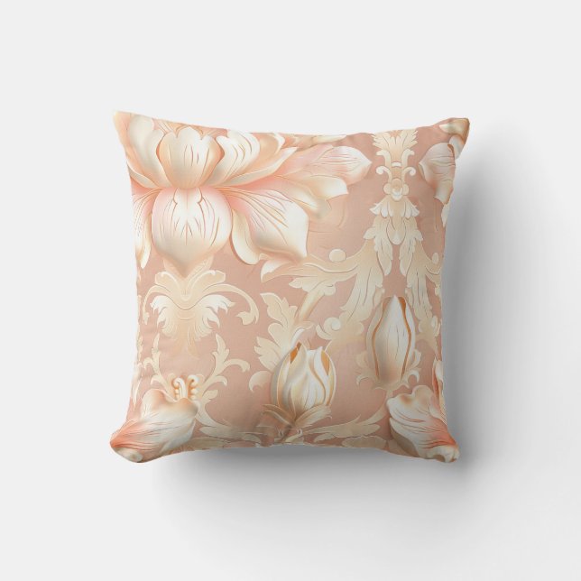 Damask luxury texture of cream lily flower blossom kussen (Voorkant)