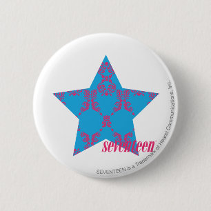 Damask Magenta-Aqua 2 Ronde Button 5,7 Cm