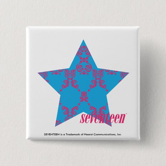 Damask Magenta-Aqua 2 Vierkante Button 5,1 Cm (Voorkant)