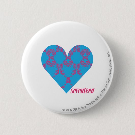 Damask Magenta-Aqua 3 Ronde Button 5,7 Cm (Voorkant)