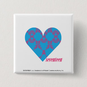 Damask Magenta-Aqua 3 Vierkante Button 5,1 Cm