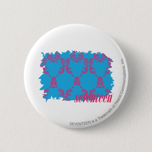 Damask Magenta-Aqua 4 Ronde Button 5,7 Cm (Voorkant)
