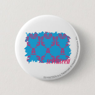 Damask Magenta-Aqua 4 Ronde Button 5,7 Cm