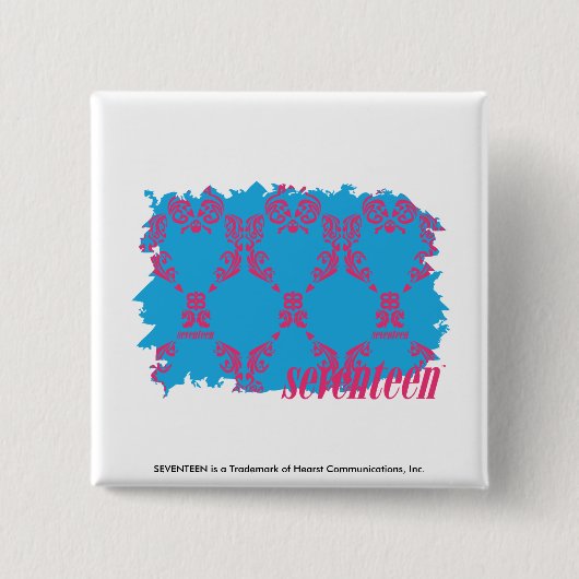 Damask Magenta-Aqua 4 Vierkante Button 5,1 Cm (Voorkant)