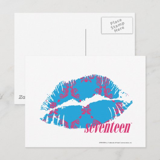 Damask Magenta-Aqua Briefkaart (Voorkant / Achterkant)