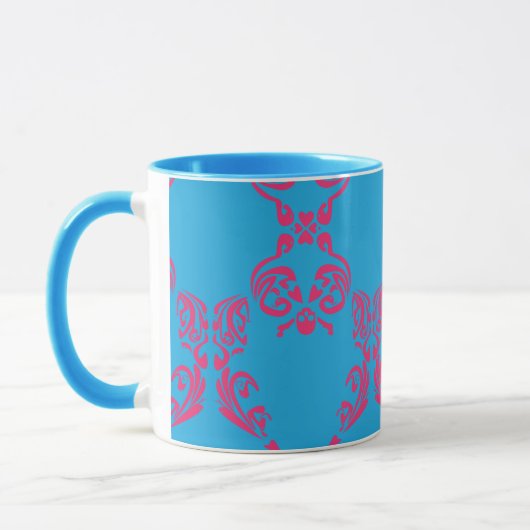 Damask Magenta-Aqua Mok (Links)