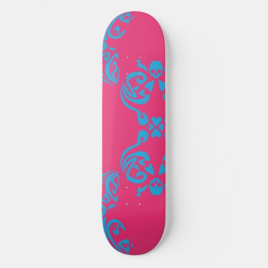 Damask Magenta-Aqua Persoonlijk Skateboard (Voorkant)