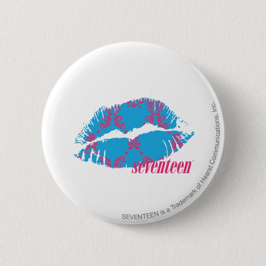Damask Magenta-Aqua Ronde Button 5,7 Cm (Voorkant)