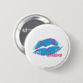 Damask Magenta-Aqua Ronde Button 5,7 Cm (Voorkant /achterkant)