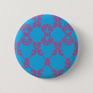 Damask Magenta-Aqua Ronde Button 5,7 Cm