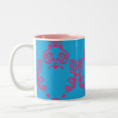 Damask Magenta-Aqua Tweekleurige Koffiemok (Links)