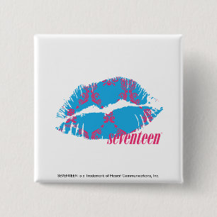 Damask Magenta-Aqua Vierkante Button 5,1 Cm