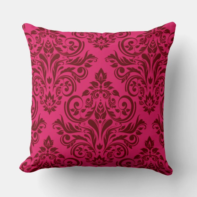 Damask - magenta claret kussen (Voorkant)