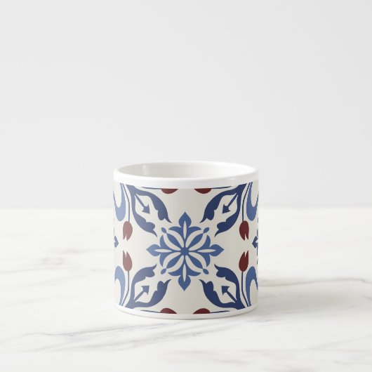Damask Majolica Pottery Tegel Design Espresso Kop (Voorkant)