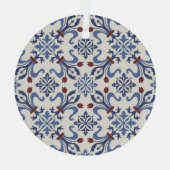 Damask Majolica Pottery Tegel Design Glas Ornament (Achterkant)