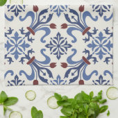 Damask Majolica Pottery Tegel Design Theedoek (Gevouwen)