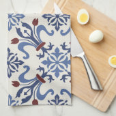 Damask Majolica Pottery Tegel Design Theedoek (Quarter Fold)