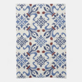 Damask Majolica Pottery Tegel Design Theedoek (Verticaal)