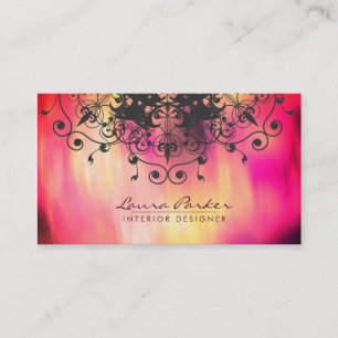 Damask Mandala Waterverf Artiest Pink Visitekaartje