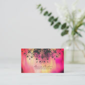 Damask Mandala Waterverf Artiest  Pink Visitekaartje (Staand voorkant)