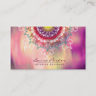 Damask Mandala Waterverf Elegant Artist  Visitekaartje