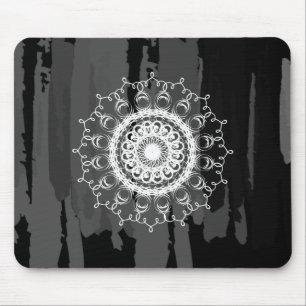 Damask MandalaBlack en White Waterverf Muismat