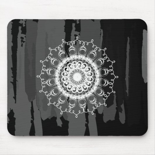 Damask MandalaBlack en White Waterverf Muismat (Voorkant)